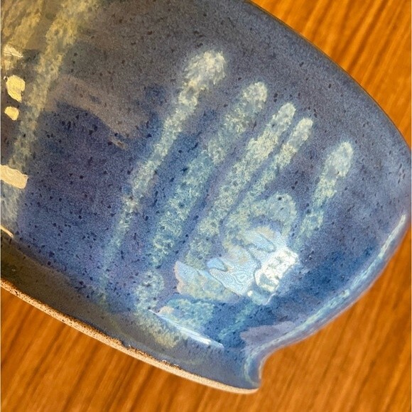 Large Blue Glazed Salad Bowl Pottery - Picture 10 of 15